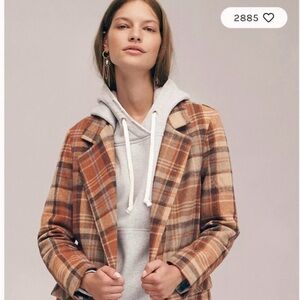 Free People NWT Mari Checkered Blazer In Winter Wheat
